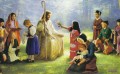 Christ et enfants dans les prairies